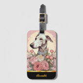 Greyhound te midden van de bloeiende rozen van de bagagelabel (Voorkant (verticaal))