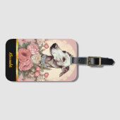 Greyhound te midden van de bloeiende rozen van de bagagelabel (Voorkant (horizontaal))