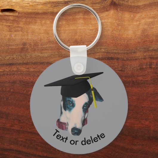 Greyhound The Graduate Funny Dog Personalized  Sleutelhanger (Voorkant)