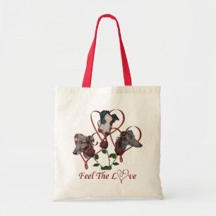 Greyhound Trio Rozen Love Hearts Dog Canvas tas