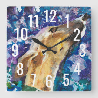 Greyhound Whippet Clock, Fawn Dog Vierkante Klok