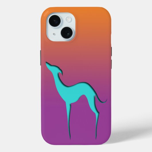 Greyhound Whippet dog blue oranje paarse ombre Case-Mate iPhone Case (Achterkant)