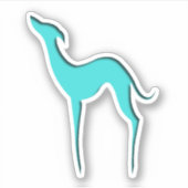 Greyhound Whippet dog blue silhouette Sticker (Voorkant)