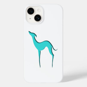 Greyhound Whippet dog Elegant turquoise silhouette Case-Mate iPhone 14 Hoesje