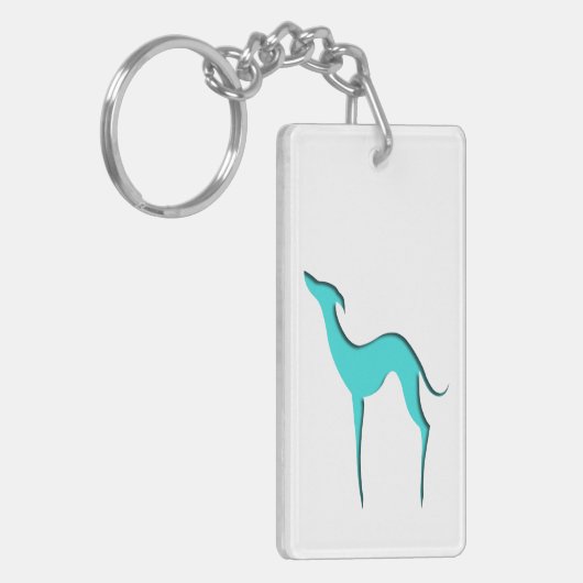 Greyhound Whippet dog Elegant turquoise silhouette Sleutelhanger (Voorkant Links)