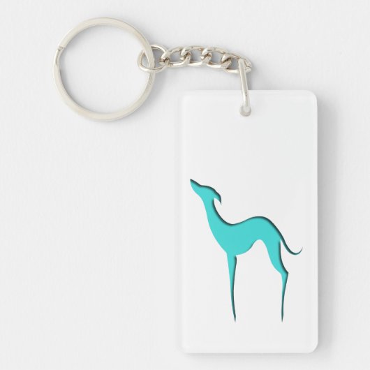 Greyhound Whippet dog Elegant turquoise silhouette Sleutelhanger (Voorkant)