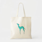 Greyhound Whippet dog Elegant turquoise silhouette Tote Bag (Voorkant)