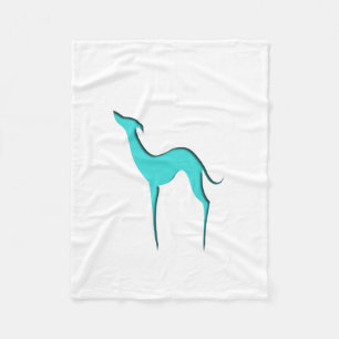 Greyhound Whippet dog turquoise silhouette Elegant Fleece Deken