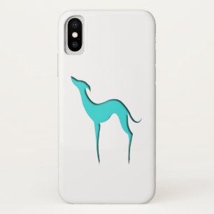 Greyhound Whippet elegant turquoise silhouet iPhone X Hoesje