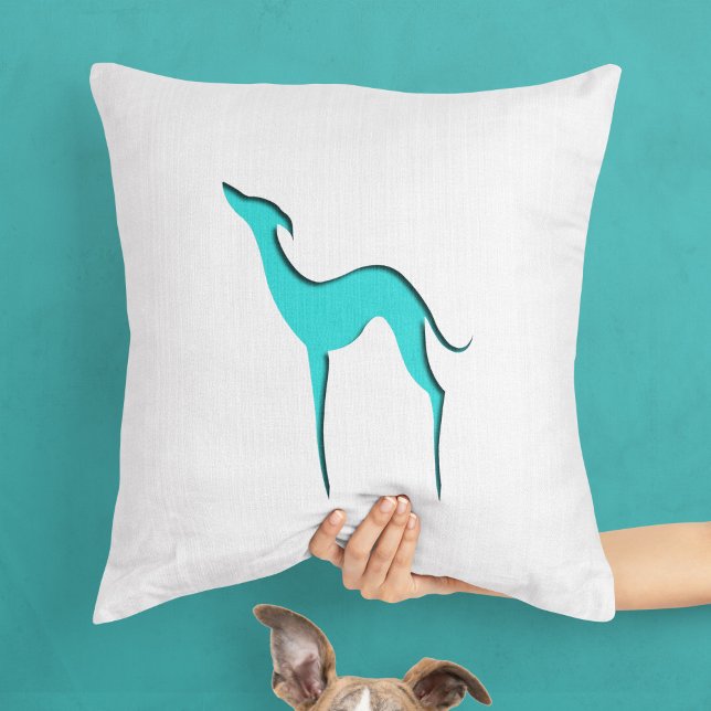 Greyhound Whippet Elegant Turquoise Silhouet Kussen (Creator heeft geüpload)