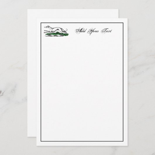 Greyhound Whippet exécutant une carte de note de c (Devant / Derrière)