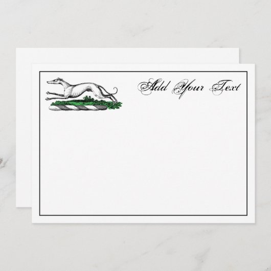 Greyhound Whippet exécutant une carte de note de c (Devant / Derrière)