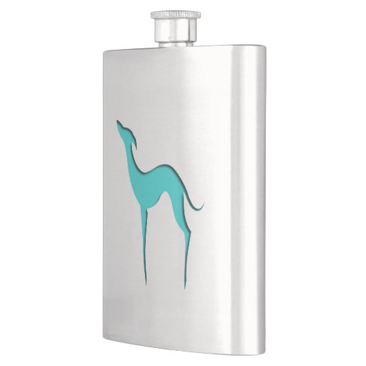 Greyhound Whippet hond elegant turkooise silhouett Heupfles (Links)