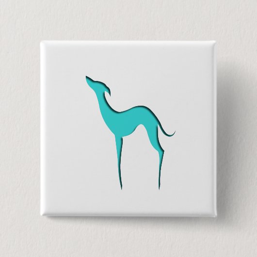 Greyhound Whippet hond elegant turkooise silhouett Vierkante Button 5,1 Cm (Voorkant)