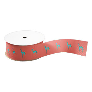 Greyhound Whippet hond turquoise silhouet Elegant Grosgrain Lint