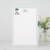 Greyhound Whippet met Boom Heraldic Crest Embleem Briefpapier (Staand voorkant)