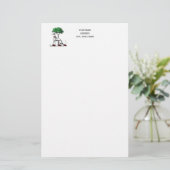 Greyhound Whippet met Boom Heraldic Crest Embleem Briefpapier (Staand voorkant)