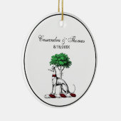 Greyhound Whippet met Boom Heraldic Crest Embleem Keramisch Ornament (Rechts)