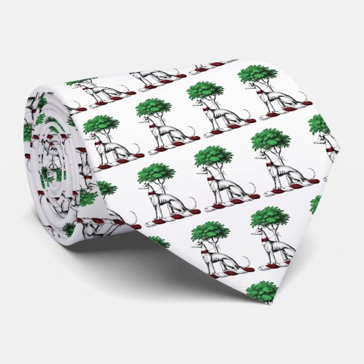 Greyhound Whippet met Boom Heraldic Crest Embleem Stropdas (Opgerold)