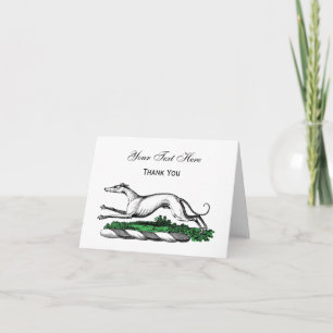 Greyhound Whippet Running Heraldic Crest Emblem Bedankkaart