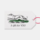 Greyhound Whippet Running Heraldic Crest Emblem Cadeaulabel (Voorkant (Horizontaal))