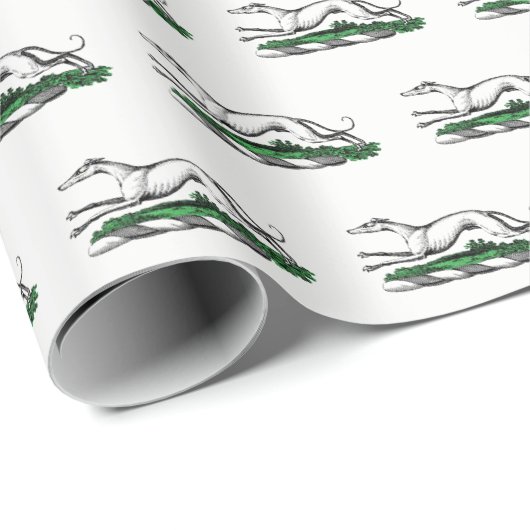 Greyhound Whippet Running Heraldic Crest Emblem Cadeaupapier (Rol Hoek)