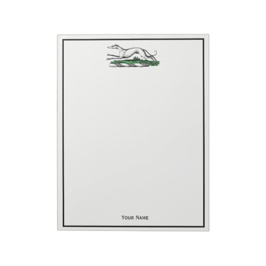 Greyhound Whippet Running Heraldic Crest Emblem Notitieblok (Gedraaid)