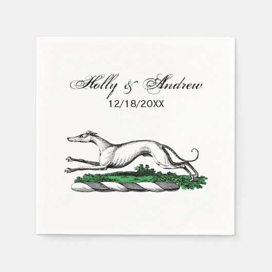 Greyhound Whippet Running Heraldic Crest Emblem Servetten (Voorkant)