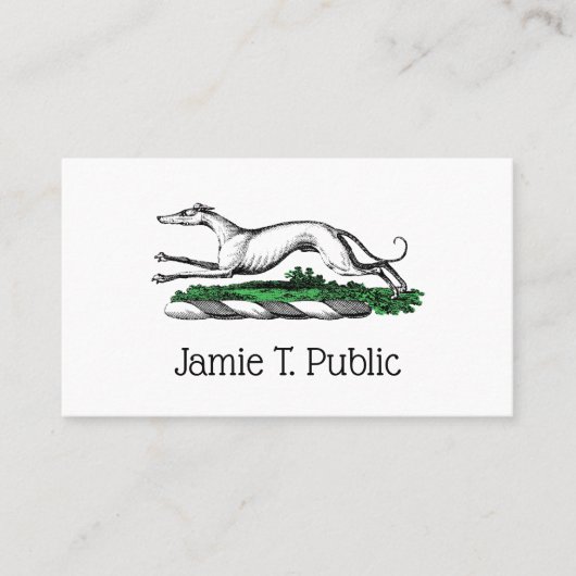 Greyhound Whippet Running Heraldic Crest Emblem Visitekaartje (Voorkant)