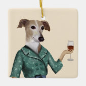 Greyhound Wine Snob Keramisch Ornament (Voorkant)