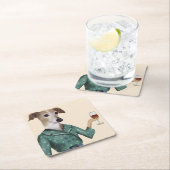 Greyhound Wine Snob Vierkante Kartonnen Onderzetter (Insitu)