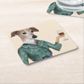 Greyhound Wine Snob Vierkante Kartonnen Onderzetter (Schuin)