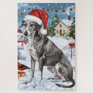 Greyhound Winter Wonderland Kerstvreugde Legpuzzel