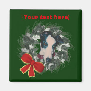 Greyhound Wreath Christmas Magnet