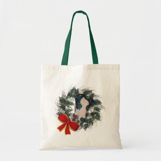 Greyhound Wreath Kerstfeestdag Tote Bag (Voorkant)