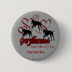 Greyhounds and Hearts Love Dog Button