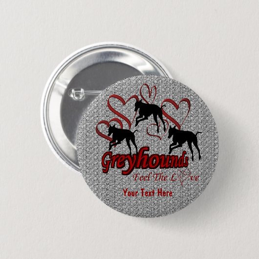 Greyhounds and Hearts Love Dog Button (Voorkant /achterkant)