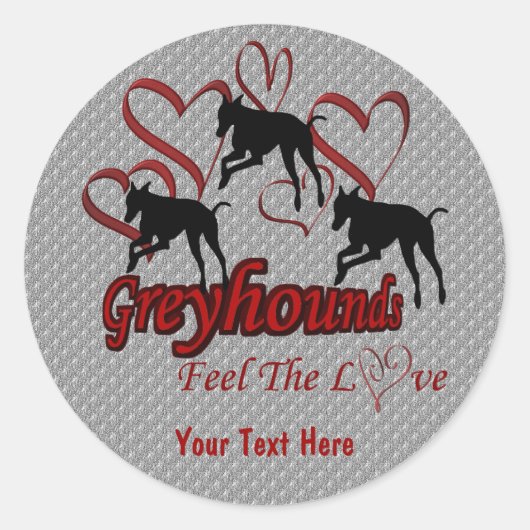 Greyhounds and Hearts Love Dog Sticker (Voorkant)