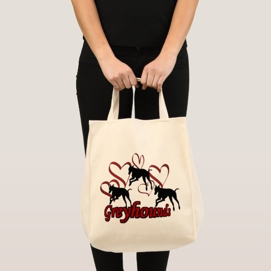 Greyhounds and Red Hearts Dog Tote Bag (Voorkant (product))