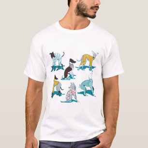 Greyhounds dogwalk // turquoise achtergrond hond t-shirt
