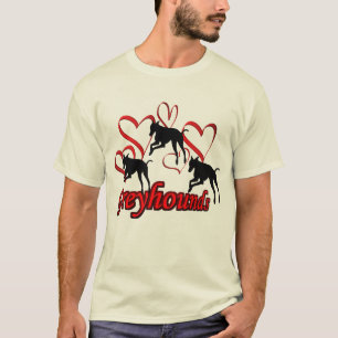 Greyhounds en rode harten t-shirt