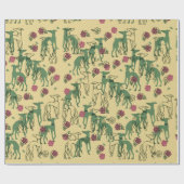 Greyhounds en Rozen Greyhound Roos Pattern Spring Cadeaupapier (Vlak)