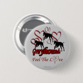 Greyhounds Hearts Love Hondenliefhebber Button Pin (Voorkant /achterkant)