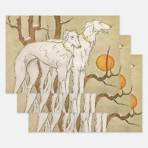“Greyhounds in Winter” door Marjorie Miller Inpakpapier Vel
