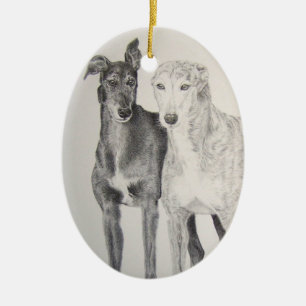 Greyhounds Keramisch Ornament