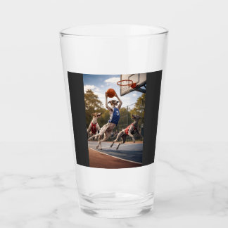Greyhounds playing basketball glas