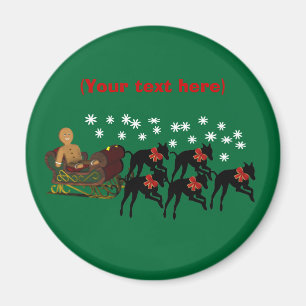 Greyhounds Sleigh Kerstfeestdag Magnet Magneet