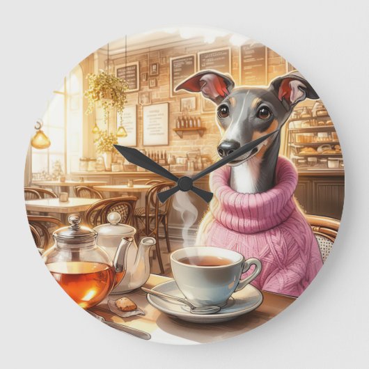 Greyhound's Tea Time Wandklok Grote Klok (Voorkant)