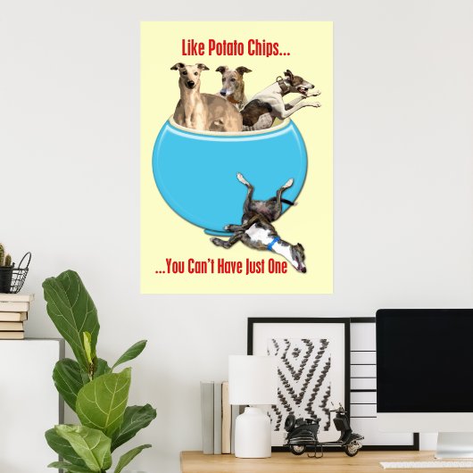 Greyhounds zoals aardappelchips poster (Thuiskantoor)