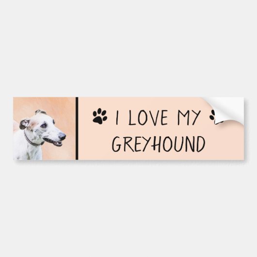 Greyhoundschildering - Cute Original Dog Art Bumpersticker (Voorkant)